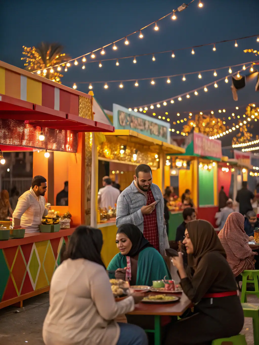A dynamic image of a cultural festival organized by ASSOCIATION CAF CONC A MUSES, featuring diverse performances, food stalls, and attendees enjoying the festivities.
