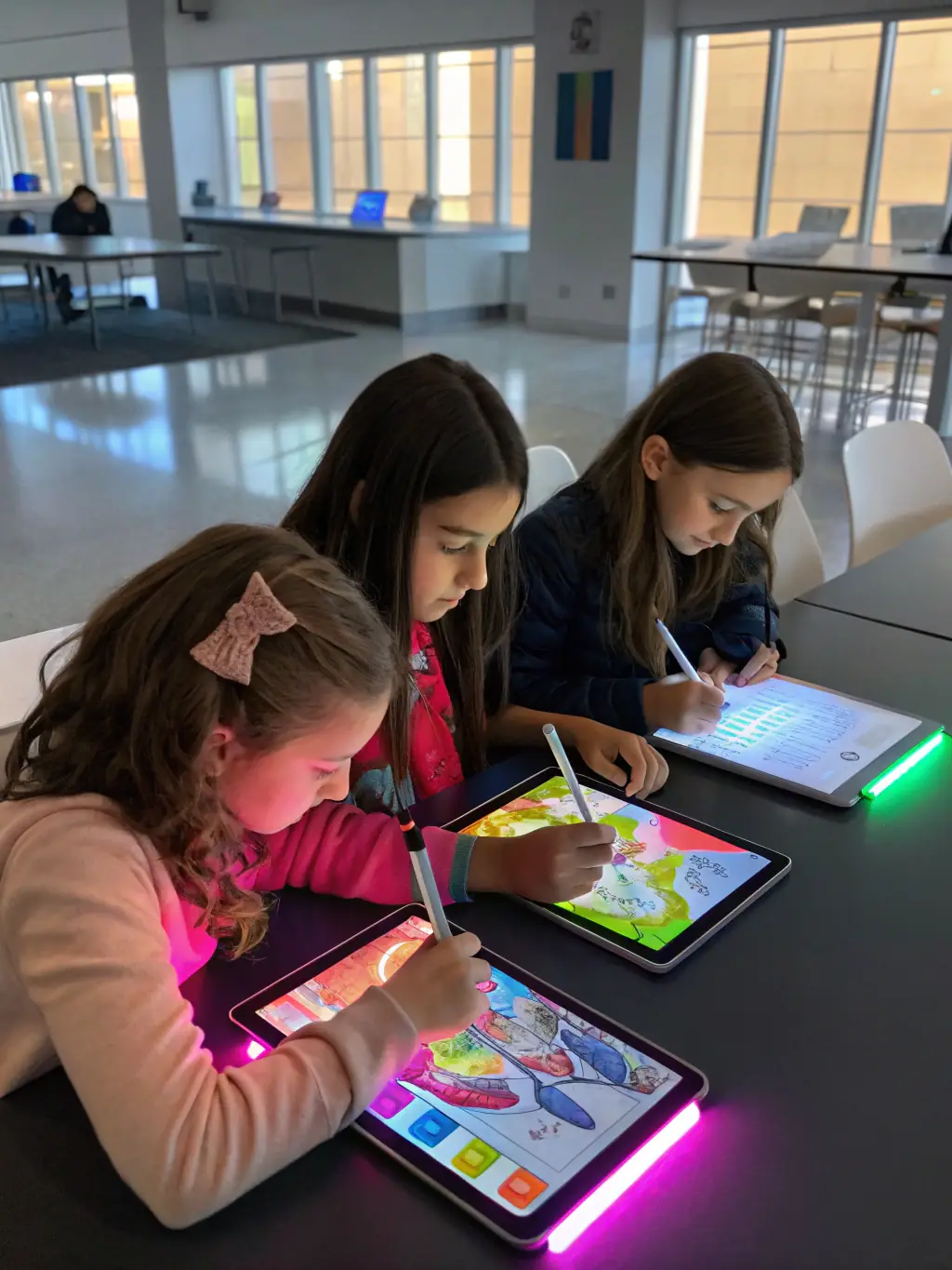 A photo of a group of young people participating in a digital arts program, learning about animation and digital storytelling, highlighting youth empowerment through technology.